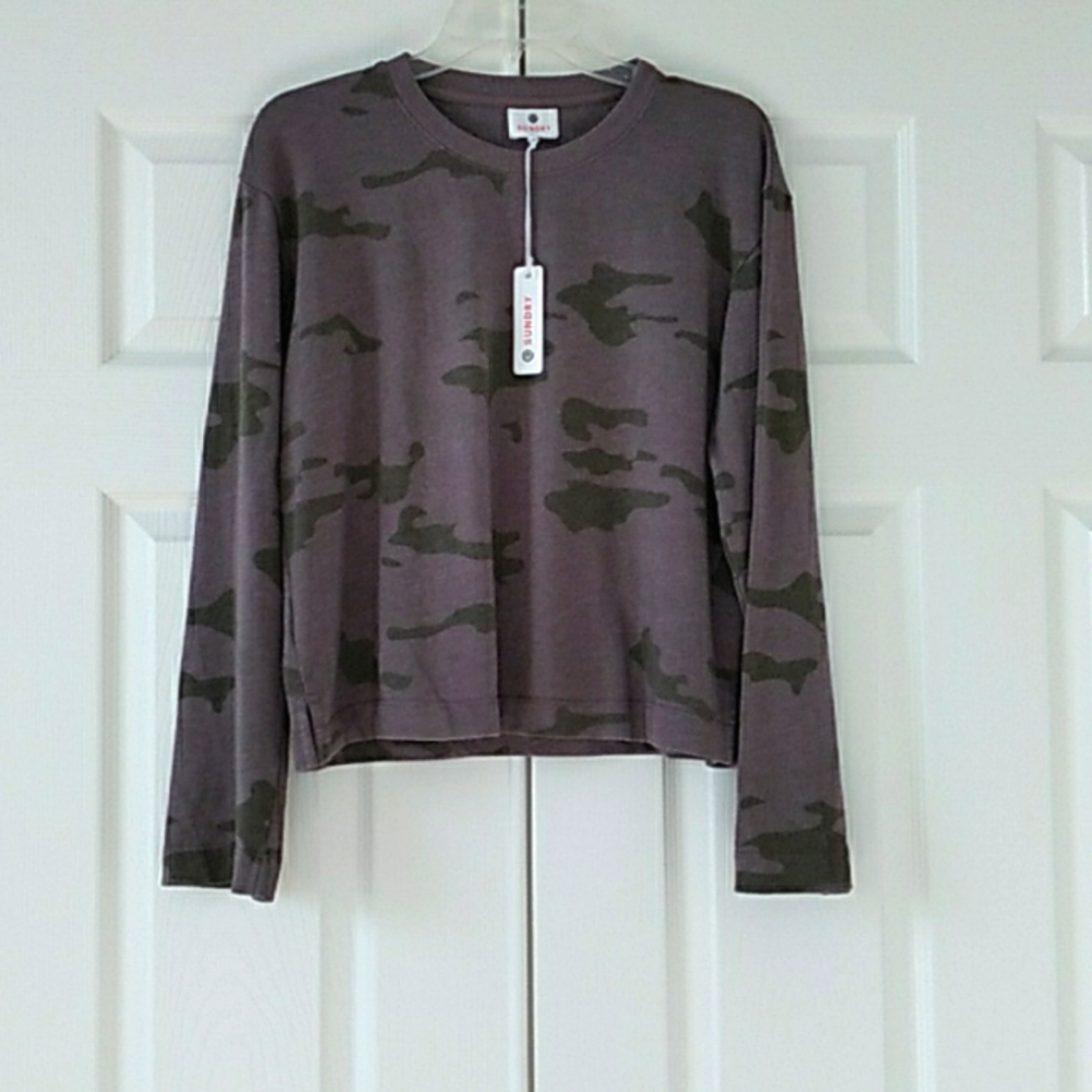 Sundry Grey & Green Camo Sweatshirt